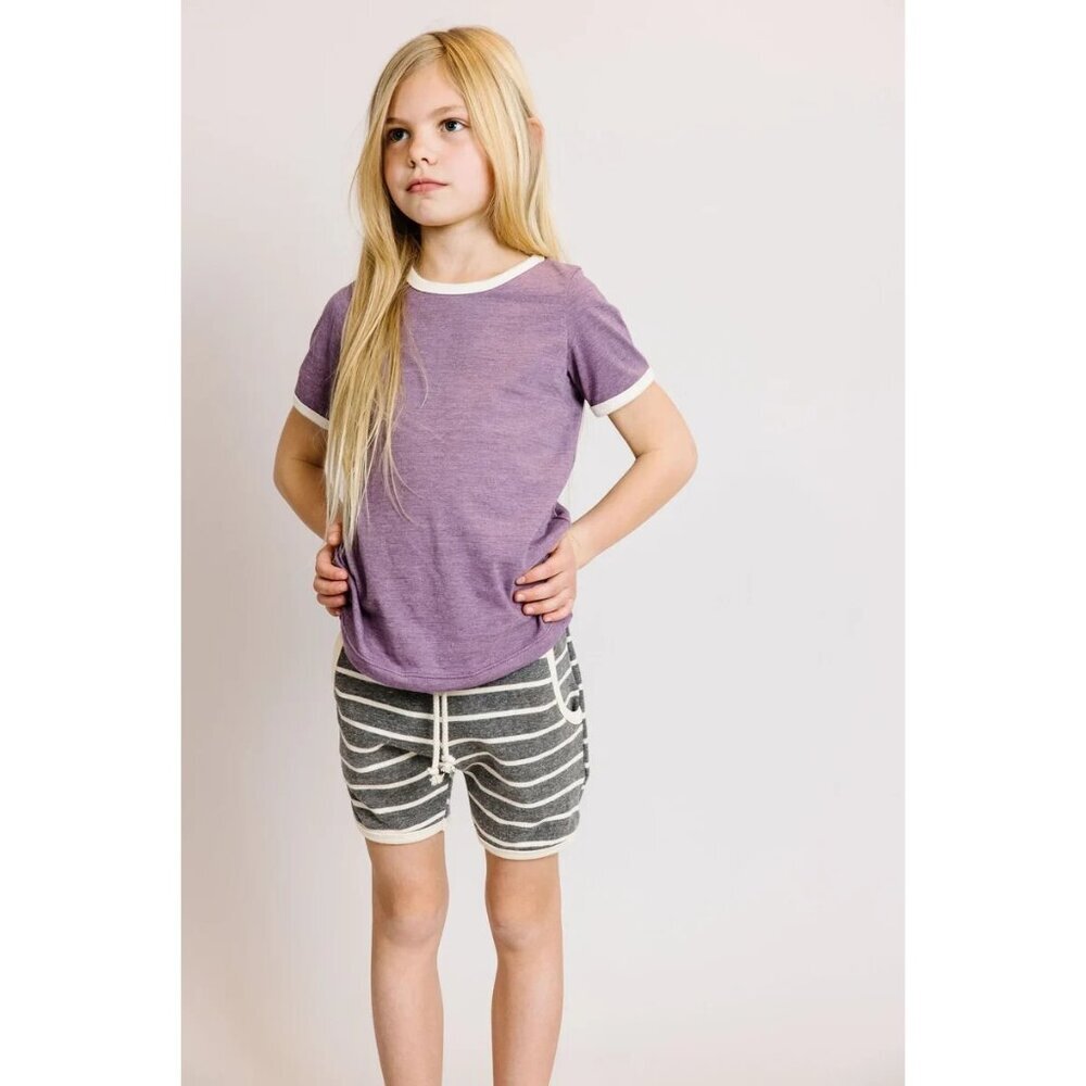 Childhoods French‎ Terry Retro Short in Iron Gray Stripe Size 4T Made in USA